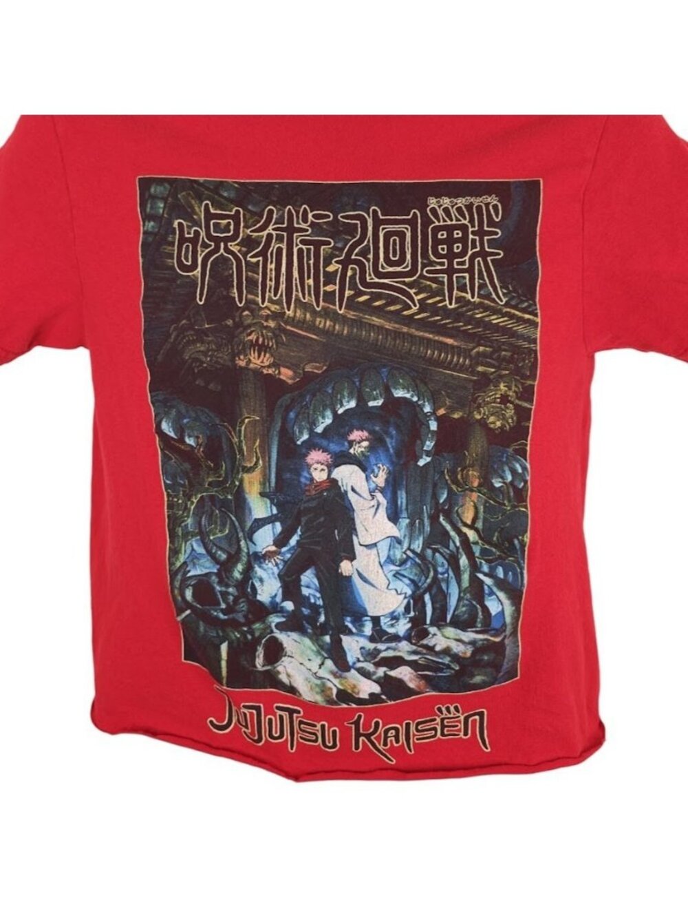 Jujutsu Kaisen Crop Top T Shirt Mens Size XS Red Japanese Manga Series Yuji